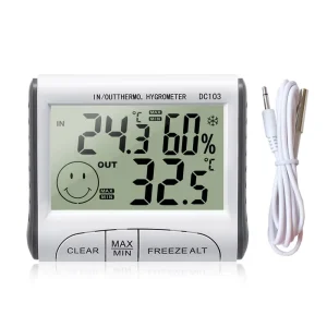 DC103 Indoor Outdoor LCD Large Screen Alarm Moisture Monitor Tester Digital Thermometer Hygrometer