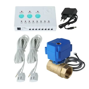 DN25 1-Inch Wired Smart Water Valve Water Leak Detector Alarm with Auto Shut-Off and 6m Water Sensor