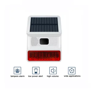 Daytech SL14-W Customized Sound Solar Power Intruder Alarm Light Waterproof Motion Sensor Pillar Light Outdoor >100dB