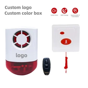 Daytech Wireless Emergency Alarm Siren System Elderly Portable Remote Control Pull Switch with Button 3 minute Continuous Alarm