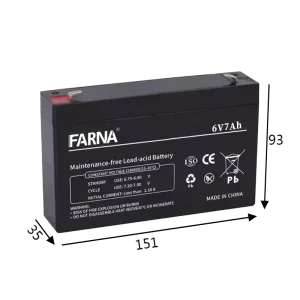 Deep Cycle 6V 7Ah 7.5Ah Sealed AGM Lead Acid Battery 20-Hour Discharge Rate Maintenance-Free for Alarm Security Systems and Energy Storage
