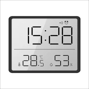Digital Alarm Clock with Indoor Temperature and Humidity Display, Celsius Fahrenheit Thermometer Hygrometer