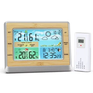 Digital Color Weather Station with Wireless Indoor Outdoor Hygrometer, Thermometer, and Weather Clock