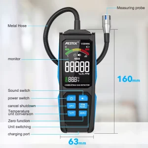 Digital Combustible Gas Detector LCD Color Screen Sound Analog Bar Double Alarm