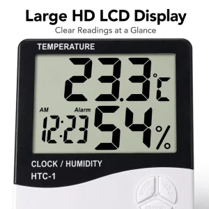 Digital Indoor Outdoor Thermo Hygrometer Large Screen Alarm Clock Warehouse Greenhouse Environmental Testing Instrument