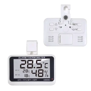 Digital Refrigerator and Freezer Thermometer Hygrometer With High/Low Temperature Alarm