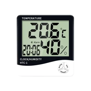 Digital Temperature and Humidity Meter with Alarm Clock, Thermometer, Hygrometer and Weather Station