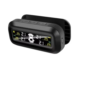 Digital Tire Pressure Monitor for Trucks TPMS with External Wireless Solar Sensor Universal Fitment