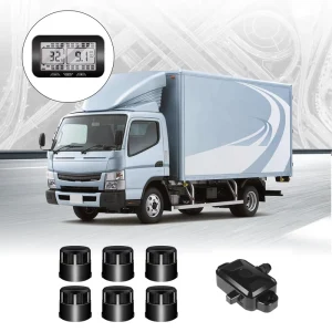 Digital Truck TPMS 0-12 Bar with USB, Solar Charging, Internal IP67 Waterproof Sensors, 6-Piece Set
