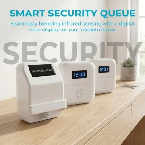 Driveway Alarm Doorbell with Time Display and Infrared Motion Sensor