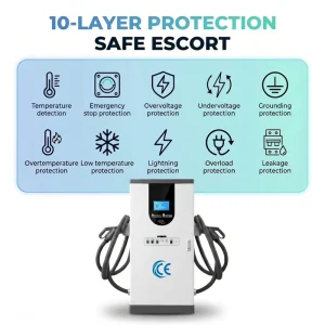 Dual-Gun CCS2 CHAdeMO DC EV Charging Station 60/90/120 kW Commercial Floor-Mounted OCPP Dynamic Power 380V Input