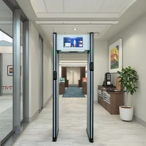 Dual LCD Walk-Through Metal Detector Gate with Real-Time Alarm and Phone Detection