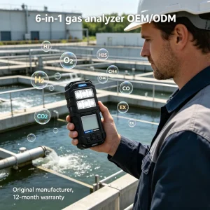 E6000 6-in-1 Multi-Gas Detector for EX CO O2 H2S VOC NH3, Firefighter Gas Detector
