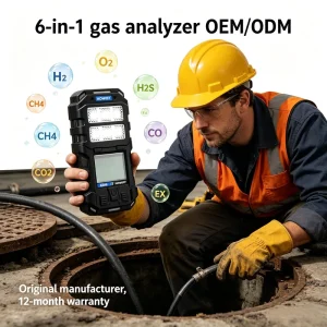 E6000 Handheld 6-in-1 Gas Leak Detector for Municipal Pipelines and Firefighter Use, O2 CO2 CO Gas Detector