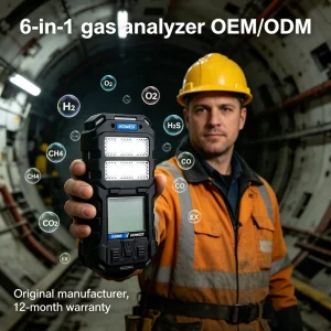 E6000 Handheld 6 in 1 Multi Gas Detectors for Underground Mining IP67 air Tester Co Co2 Voc H2o O2 CO CH4