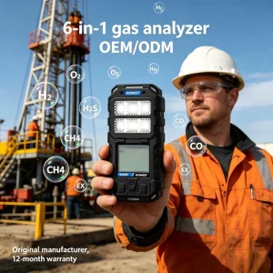 E6000 Handheld Multi Gas Detector 6 in 1 Gas Meter O2 H2s Co EX for Oilfield Extraction extrahaus Gas Analyzer