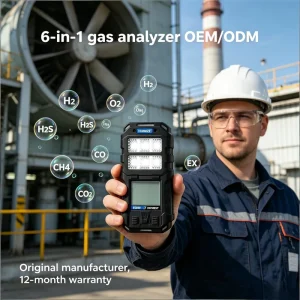E6000 Industrial 6 in 1Gas Leak Alarm for CO H2S O2 CH4 H2S CO2 gas Analyzer Co2 Voc IP67 OEM ODM