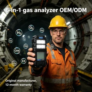 E6000 Portable 6 Multi-Gas Detector for Combustible Gas LEL O2 CO H2S CO2 with Handheld Gas Analyzer Camera