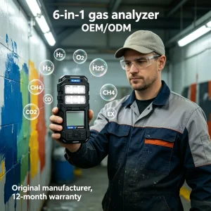 E6000 Portable 6 Multi-Gas Detector for Flammable and Toxic Gases in Confined Spaces, EX O2 CO H2S CO2 AQI Monitor