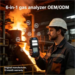 E6000 Portable 6 in 1Gas Leak Analyzer for Industrial air Tester Co Co2 Voc H2o O2 IP67 OEM ODM