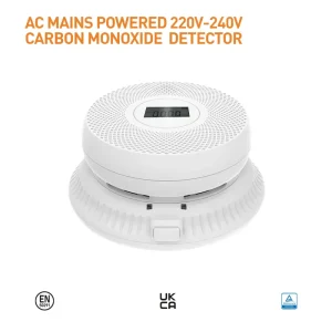EN 50291 EU Compliant Carbon Monoxide Detector 220V Hardwired Backup Battery Electrochemical Sensor Fire Safety Alarm