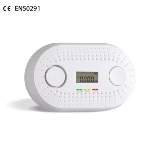 EN50291 Battery-Operated CO Carbon Monoxide Gas Detector Alarm with Replaceable Battery, Sound Warning and Digital LCD Display