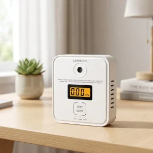 EN50291 Home CO Monitor and Gas Detector, ABS Wall-Mounted with Flash and Sound Alarm