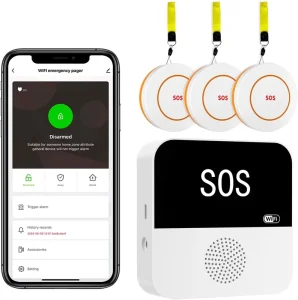 Elderly Caregiver Call Button at Home WiFi Panic Button SOS Alarm for Senior Citizens Emergency Response Button Caregiver Pager