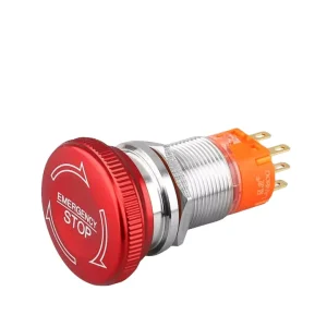 Emergency Button 16mm Metal Button Red Mushroom Head 5A 12V 24V Push Button Switches for Machinery Safety Stop