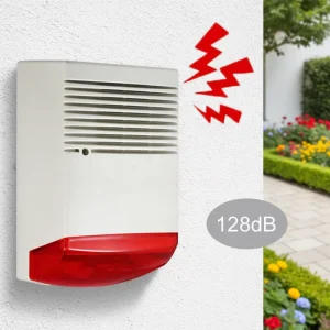External Outdoor Alarm Siren 12v 128dB Home Security Loud Siren Strobe Light Siren for Intrusion Detection Alarm System