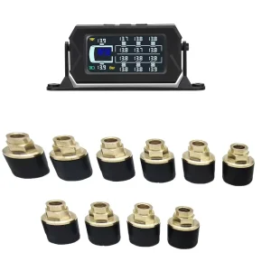 External TPMS Heavy Duty Truck 10 Wheels Solar Powered Digital Tire Pressure Temperature Alarm Sensor IP67 Waterproof Durable