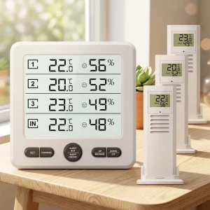 FM433 Mini Temperature and Humidity Sensor Meter with Data Storage and ABS Housing