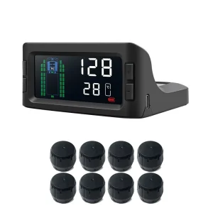 Factory Digital Tire Gauge and TPMS Sensor for 6, 10, or 18 Wheels, External 14-Truck Tire Pressure Monitoring System