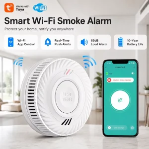 Factory Direct Sale Smart Connectivity Support Wifi Remote Control Wireless Smoke Detector for Commercial and Household Use
