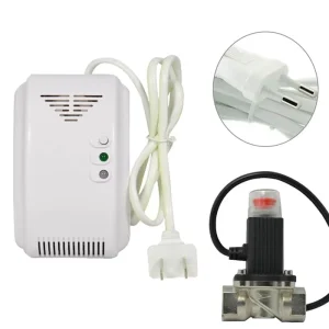 Factory Network Natural Gas LPG Gas Detector Alarm Relay Solenoid Valve Wall Mounted Sound LED Flash Alarm for Home