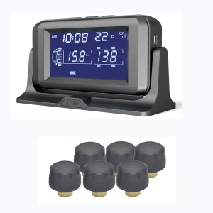 Factory RV 12 Tire TPMS Tire Pressure Monitoring System with Tire Pressure Gauge for Trailer and Truck with PSI Air Leak Alarm