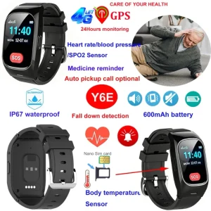 Fashion 4G Smart Watch for Elderly with heart rate blood pressure monitor Fall Detection and SOS Emergency Call Button Y6E