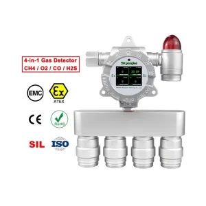 Fixed 4 in 1 Gas Detector CH4 O2 CO H2S Industrial Wall Mounted Monitor RS485 Output for Warehouse Safety