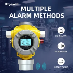 Fixed 4-in-1 Toxic and Combustible Gas Detector with O2 Detection and Audible Visual Alarm