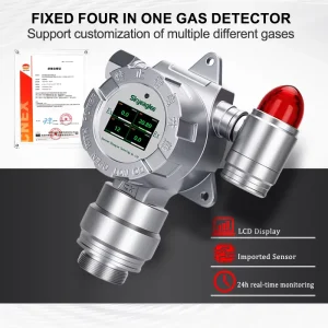 Fixed Industrial Multi-Gas 4-in-1 Leak Detector Analyzer for LPG CO2 Methane Hydrogen Chlorine Real-Time Gas Monitoring