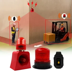 Forklift Blind Spot Pedestrian and Vehicle Proximity Warning System with Sound and Light for Warehouse Shelves and Corners