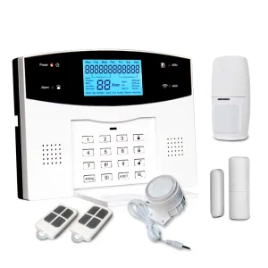 GSM Home Security Alarm System with Portable Plastic Wired PIR Motion Sensor for Door and Smoke Detection