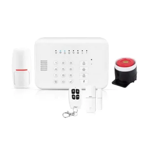 GSM RF433 WiFi Home Security Alarm System with Door Sensor, PIR Detector, Siren and Controller