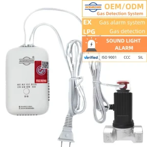 Gas Leak Alarm System Set with Multiple Alarms for Methane, Propane, EX, and LPG Combustible Gas, with Shut-Off Valve