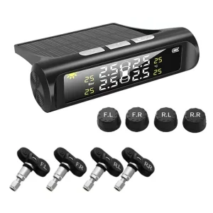 HD Digital Wireless Tire Pressure Monitoring System Solar External Internal Sensor Auto Alarms Optimal Wheel Pressure Plastic