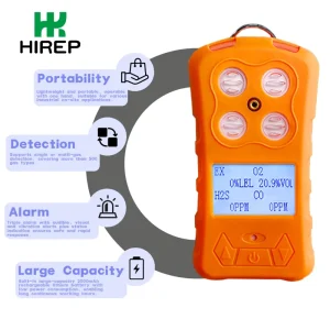 HIREP 0 30%VOL Portable EX O2 SO2 NO2 Four In One Gas Detector Multi Gas Analyzer Sound Light Vibration Alarm ATEX CE Certified