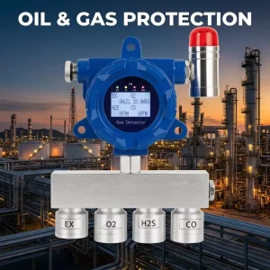 HIREP Fixed Multi Function Gas Detector for EX CO O2 H2S with Sound+Light Alarm ATEX CE Certified High Quality Sensitive Sensors