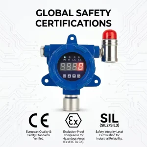 HIREP High Accuracy Flameproof Fixed Gas Detector Sound+Light Alarm for Hazardous Toxic Flammable Explosive Gases DC24V