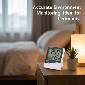 HTC-1 Digital Thermo-Hygrometer With Indoor/Outdoor Temperature, Comfort Index, Alarm Clock, LCD Display, and ABS Housing