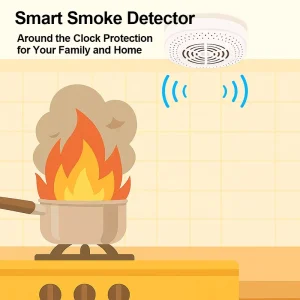 Hallway Fire Alarm Smart Smoke Detection SOS Emergency Call Caregiver Notification Remote Control Durable Water Resistant